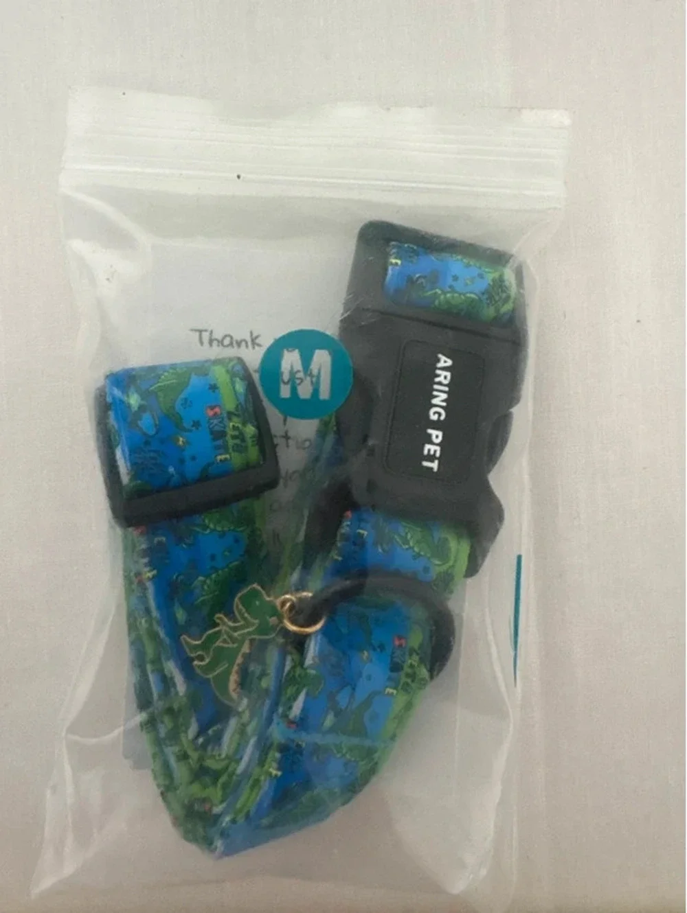 Medium Blue Dinosaur Print Adjustable Dog Collar New